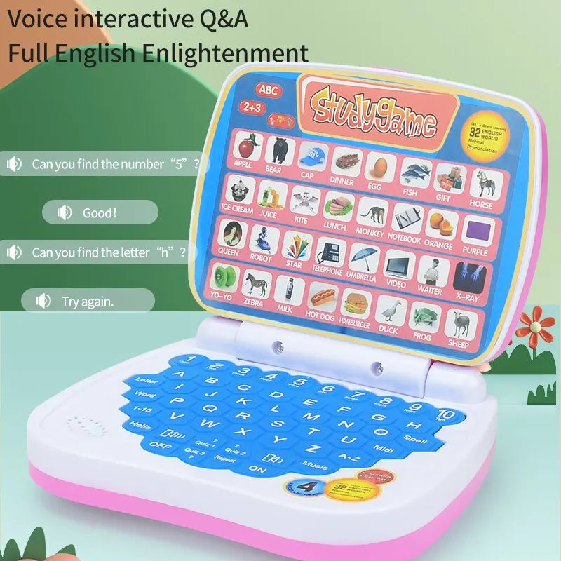 Kids’ English Learning Laptop – ABC, Numbers, Spelling & Music Toy (2–3 Years)