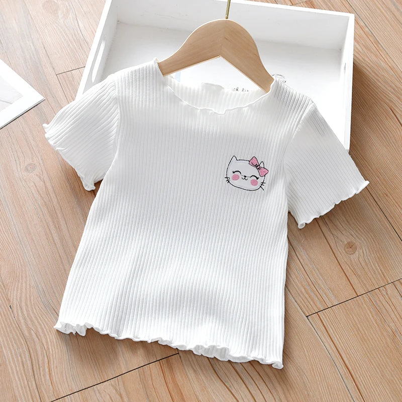 Girls’ 100% Cotton Short Sleeve T-Shirt – Comfortable Casual Summer Top (1–7Y)