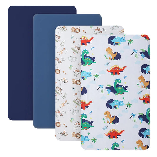 Baby Crib Sheets for Boys Girls Organic Fitted Elastic Toddler Bed Crib Mattress Sheets for Infant Unisex