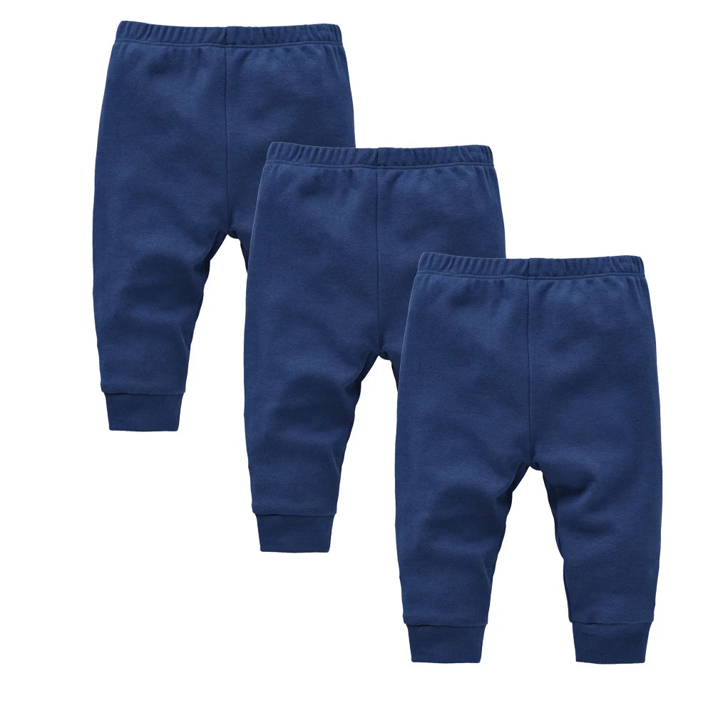 Calças de algodão para recém-nascidos dos 0 aos 12 meses, 3 peças/lote, calças compridas lisas para meninos e meninas, leggings casuais para bebés