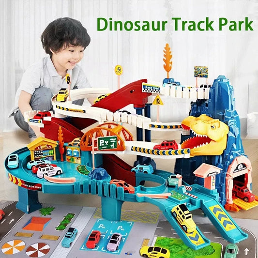 Dinosaur Mountain Electric Track Car – Adventure Racing Train Toy Set