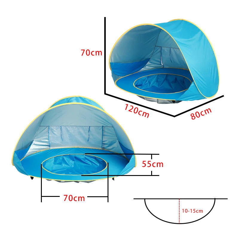 Portable Baby Beach Tent – UV Protection Sun Shelter with Mini Pool for Outdoor Play