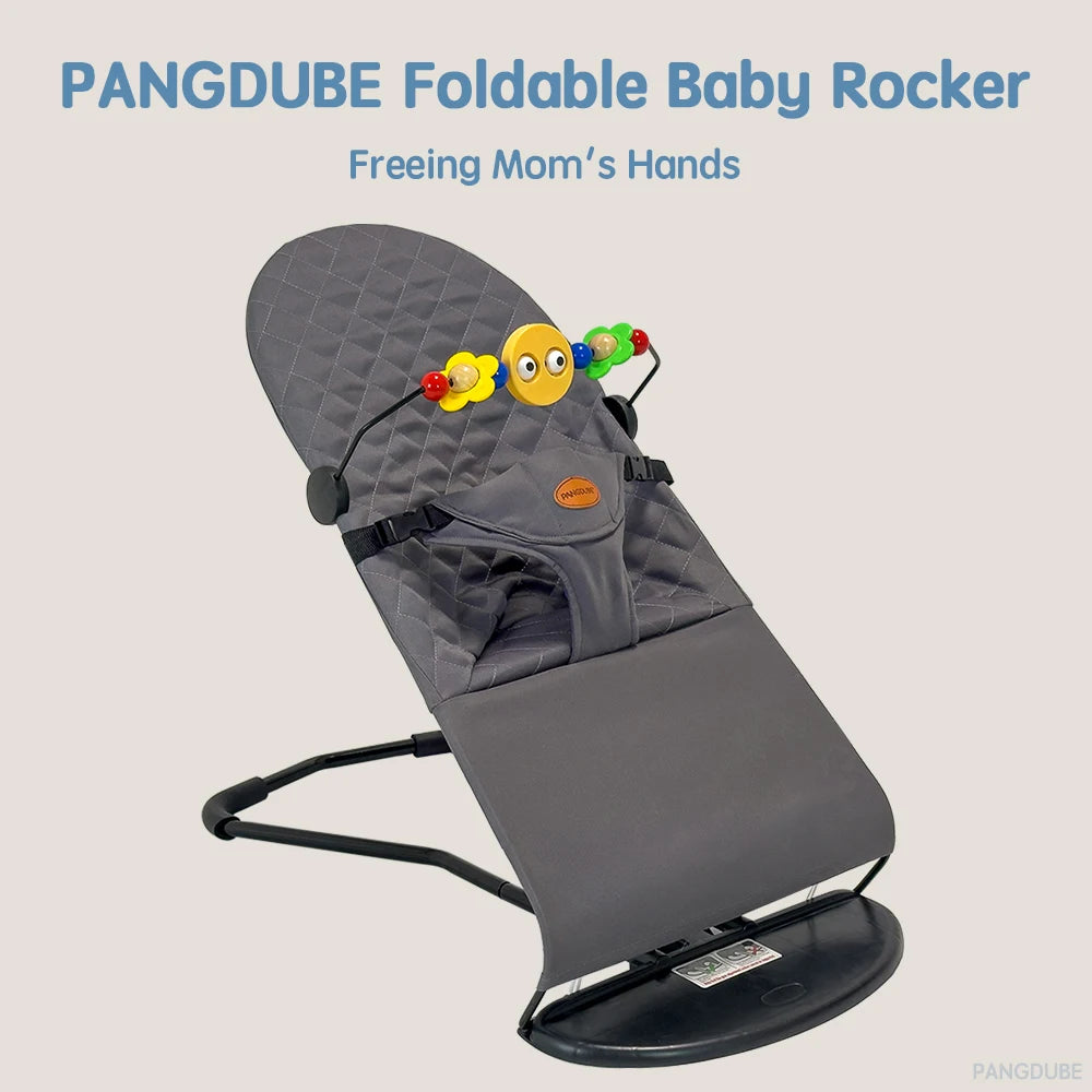 Portable Baby Rocker Infant Recliner with Adjustable Recline Foldable Bouncer, with Toys