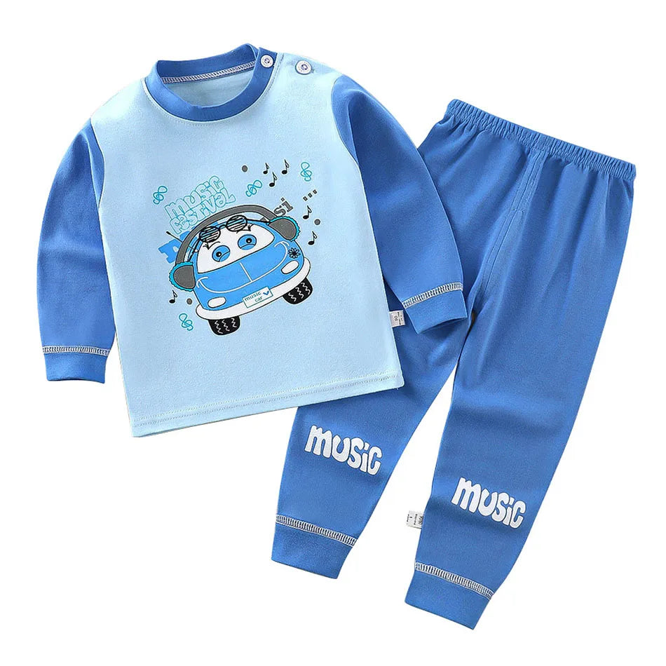 Cotton Kids Pajama Set – Cartoon Autumn/Winter Sleepwear for Boys & Girls