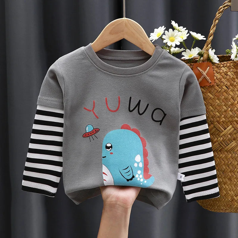 Kids’ Long Sleeve T-Shirt – Cartoon Cotton Top for Boys & Girls (0–5Y)