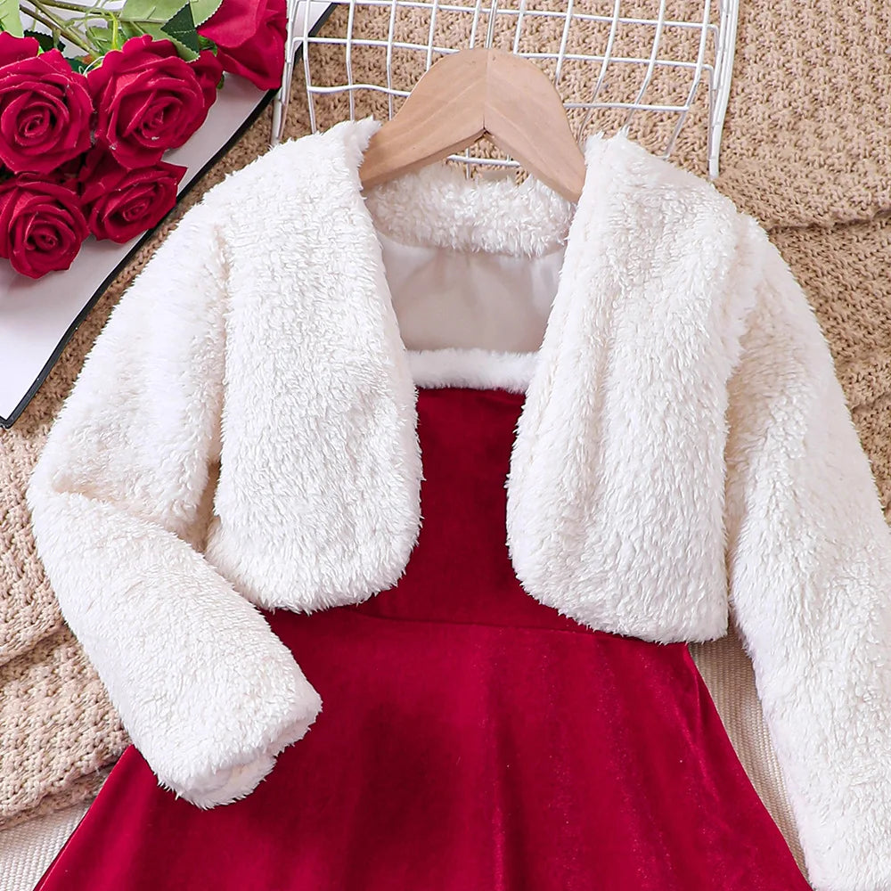 2025 Baby Girl Autumn/Winter Dress & Jacket Set – Christmas Outfit for Ages 2–7