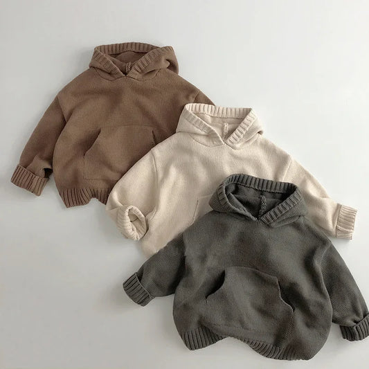 Kids’ Loose Knit Hoodie – Front Pocket Pullover Sweater for Boys & Girls
