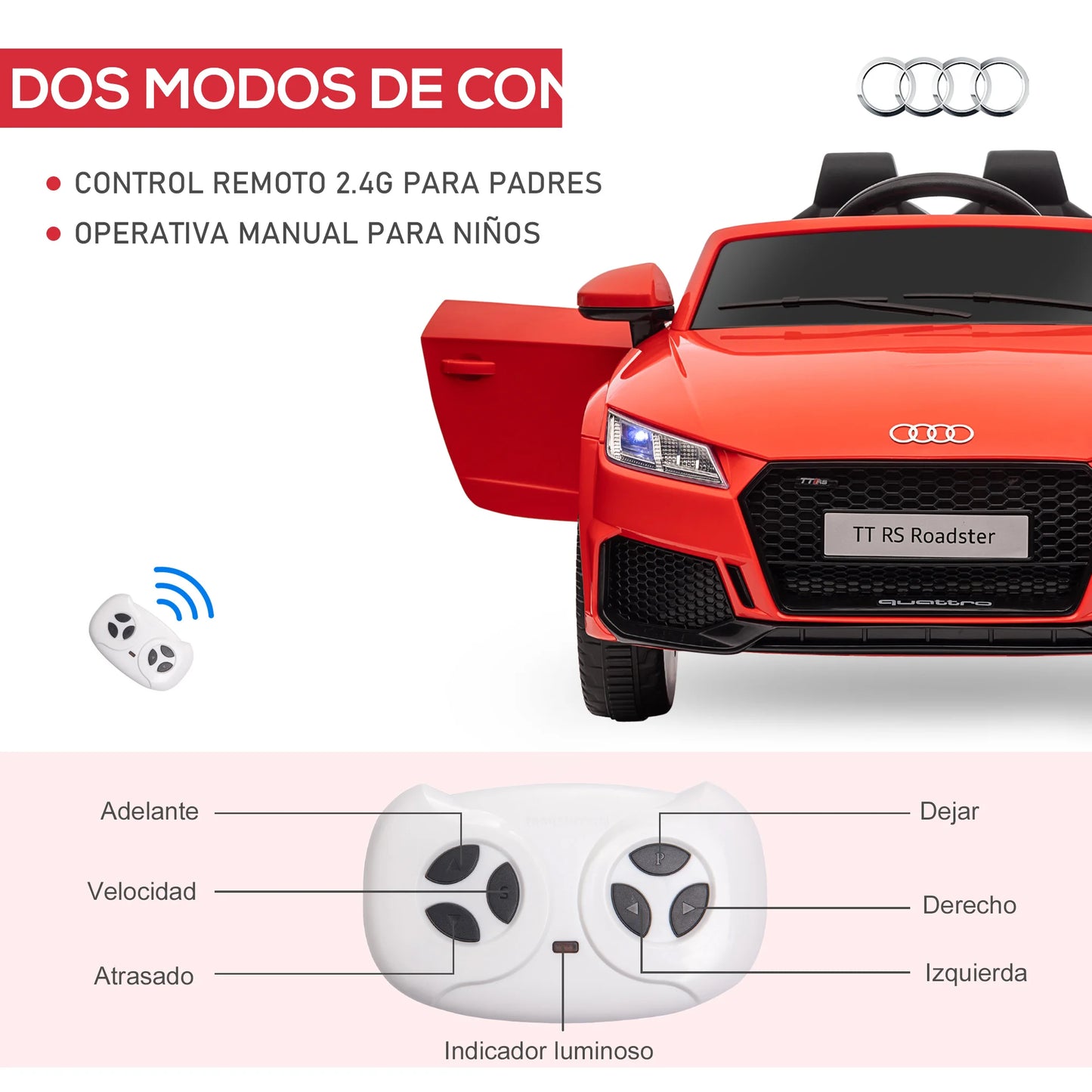 HOMCOM electric car for child + 3 years, with remote control, music, lights, and 2 door opening