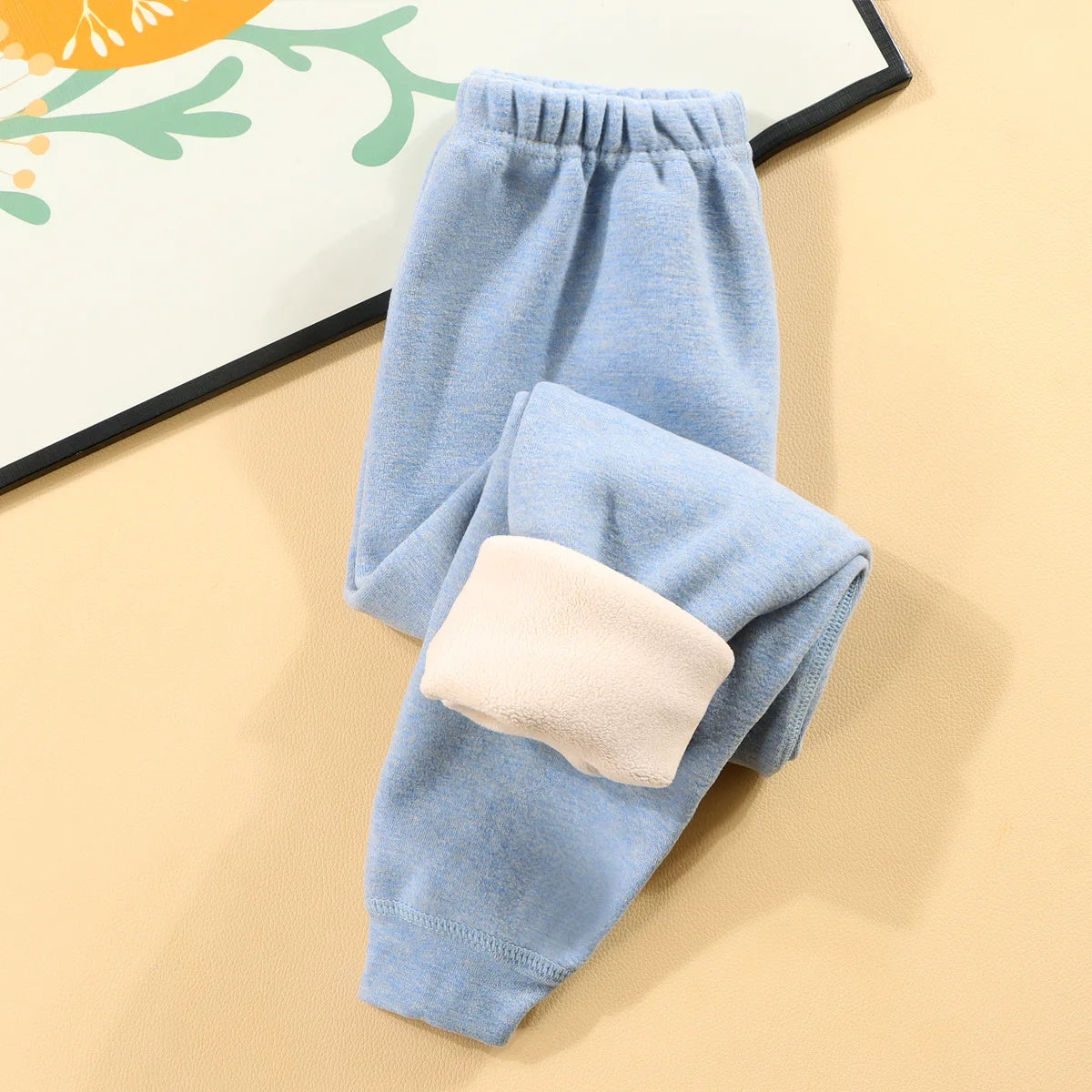2025 Kids’ Winter Thermal Pants – Fleece-Lined Cotton with Elastic Waist