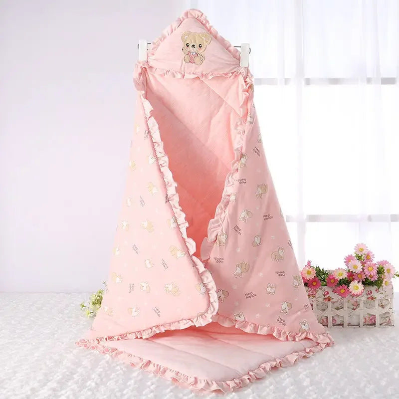 Newborn Cotton Blanket Winter Warm Embroidery Baby Swaddling Blanket Cartoon Envelope Wrap Blankets Baby Boys Girls Bed Quilt