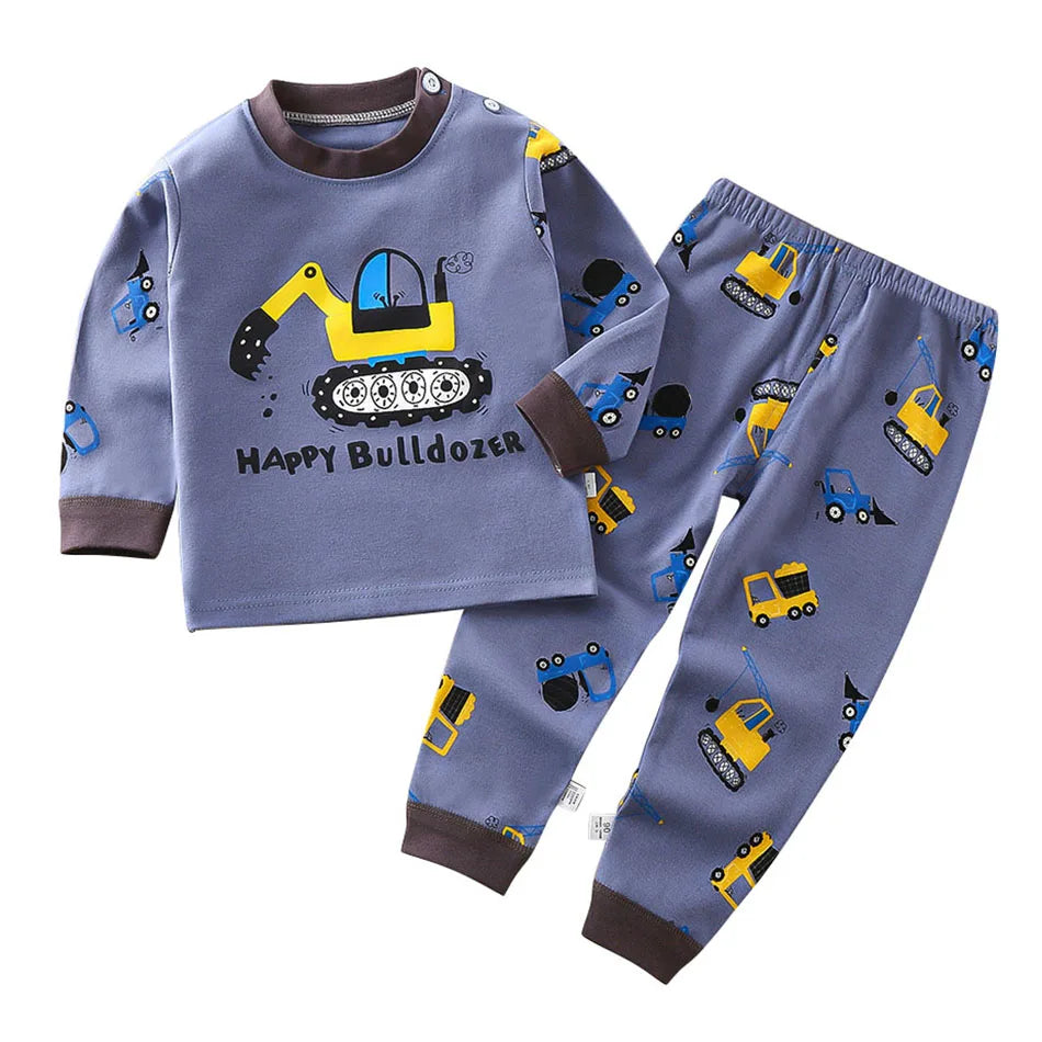 Cotton Kids Pajama Set – Cartoon Autumn/Winter Sleepwear for Boys & Girls