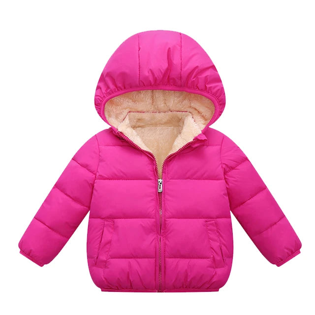 Baby Children Coats Winter Thick Jackets Warm Plush Outerwear  Fur Hooded Jacket