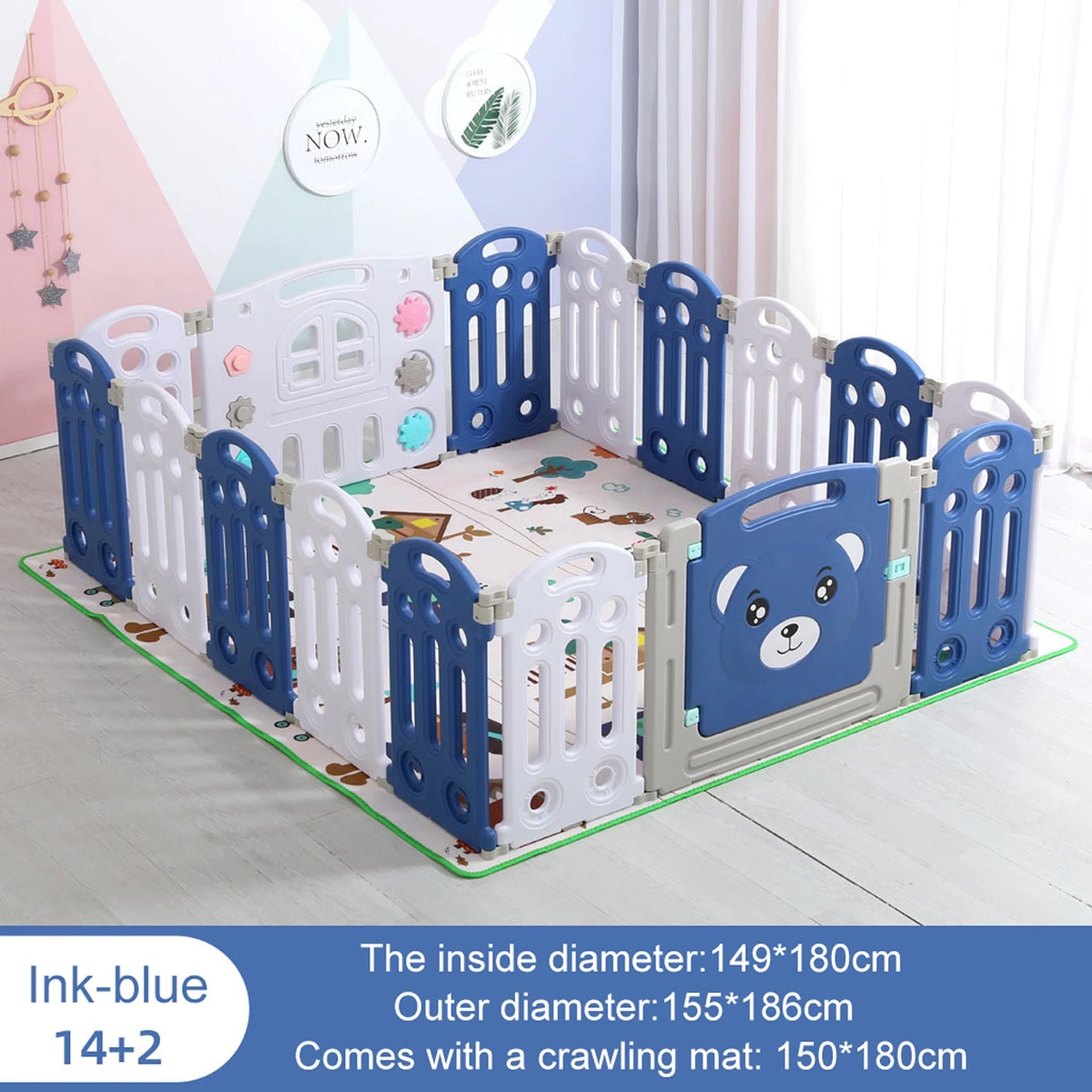 Baby Playpen – Portable Kids Activity Fence with Ball Pool and Slide