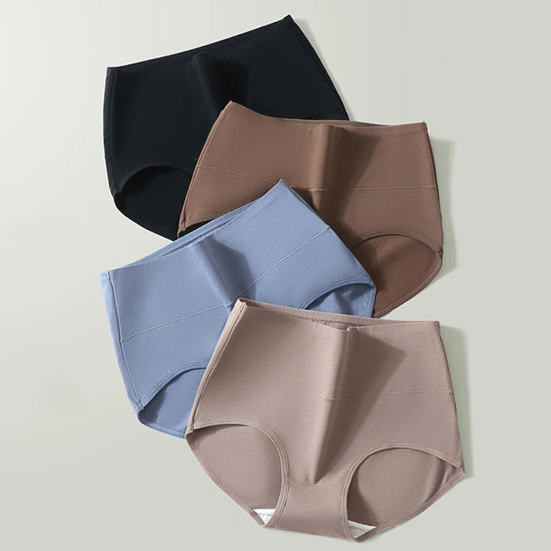 4PCS High Waist Cotton Body Shaper Panties – Breathable Slimming Underwear, Plus Size M-5XL