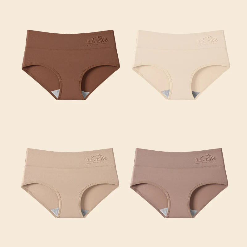 4PCS High Waist Cotton Body Shaper Panties – Breathable Slimming Underwear, Plus Size M-5XL