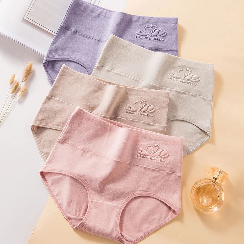 4PCS High Waist Cotton Body Shaper Panties – Breathable Slimming Underwear, Plus Size M-5XL