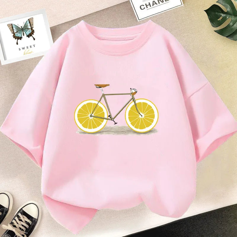 Girls’ Cute Avocado T-Shirt – Loose Summer Cartoon Fruit Top