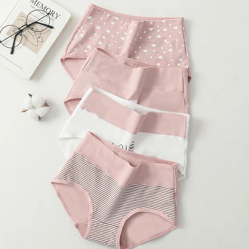 4PCS High Waist Cotton Body Shaper Panties – Breathable Slimming Underwear, Plus Size M-5XL