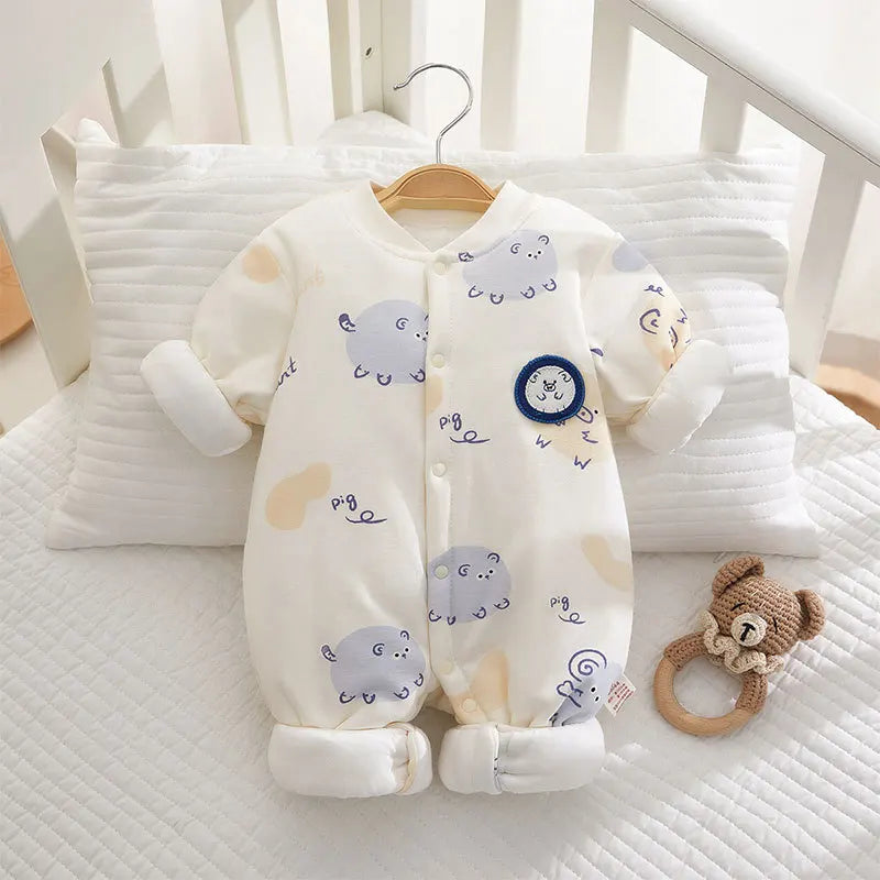 Somenie Newborn Winter Onesie – Thick Cotton Bodysuit for Boys & Girls