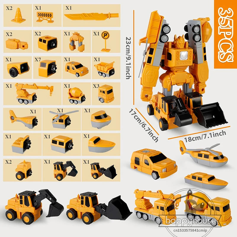 Magnetic Transforming Robot Car – Engineering Toy with Blocks for Toddler Activities