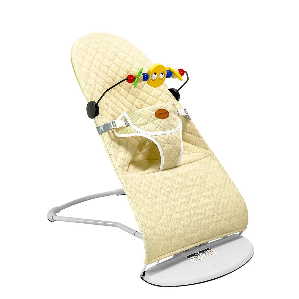 Portable Baby Rocker Infant Recliner with Adjustable Recline Foldable Bouncer, with Toys