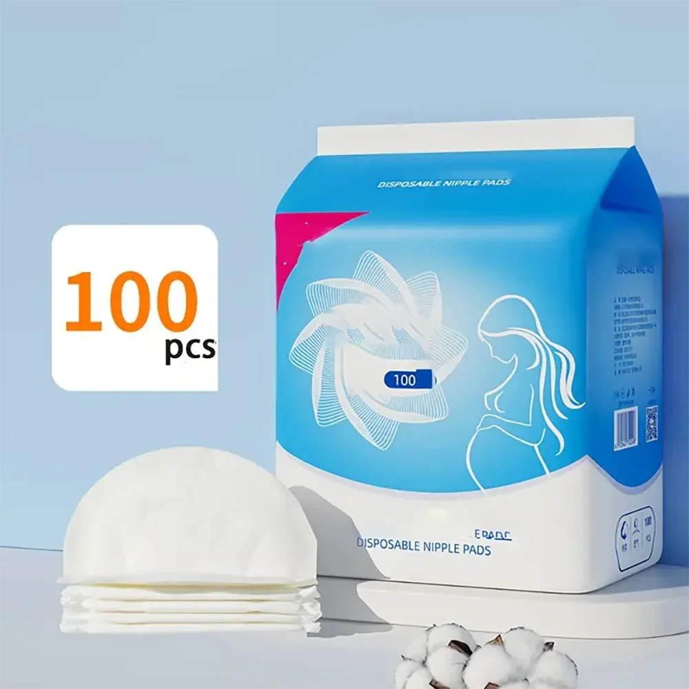 100pcs Soft Nursing Pads - Comfortable, Disposable Breastfeeding Pads for Moms, White, 100% Polyester Fiber, Perfect for Feeding