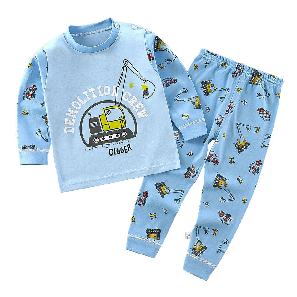 Cotton Kids Pajama Set – Cartoon Autumn/Winter Sleepwear for Boys & Girls