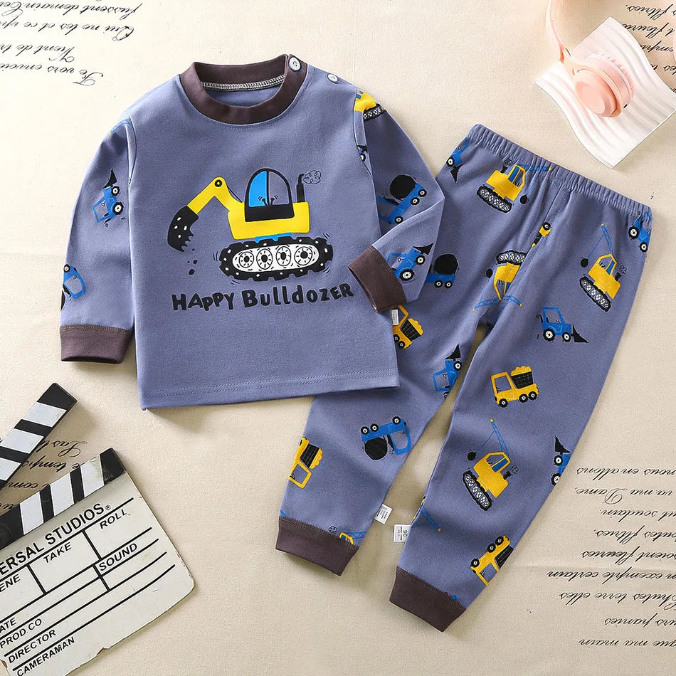 Cotton Kids Pajama Set – Cartoon Autumn/Winter Sleepwear for Boys & Girls