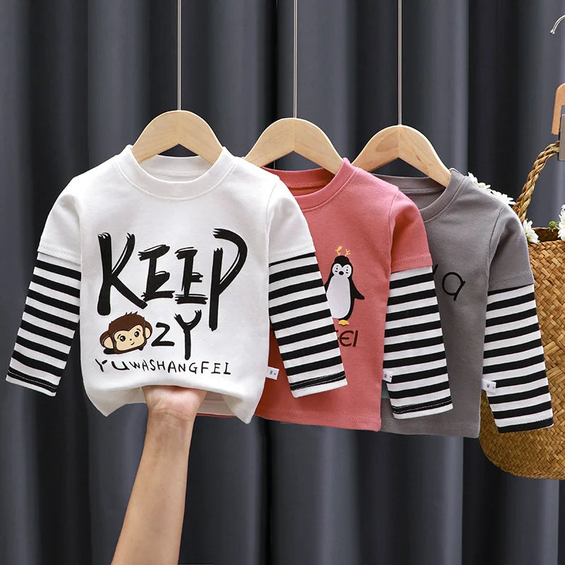 Kids’ Long Sleeve T-Shirt – Cartoon Cotton Top for Boys & Girls (0–5Y)