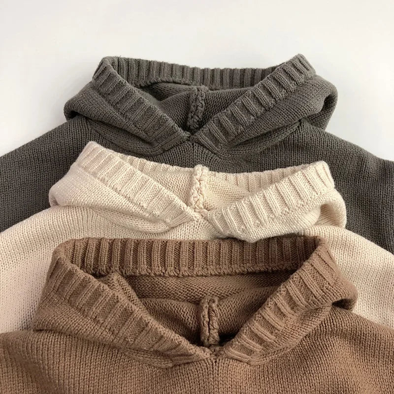 Kids’ Loose Knit Hoodie – Front Pocket Pullover Sweater for Boys & Girls