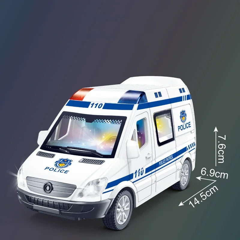 1:32 Scale Mini Car, Ambulance Fire-Truck Policecar Model Sound Light Vehicle Simulation