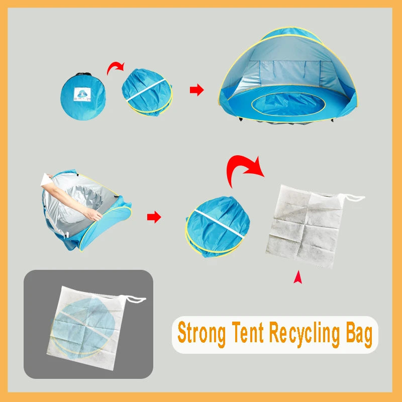 Portable Baby Beach Tent – UV Protection Sun Shelter with Mini Pool for Outdoor Play