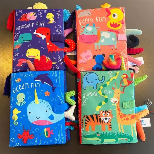 Soft 3D Cloth Baby Books – Sensory Early Learning Stroller Toys (0–12M)