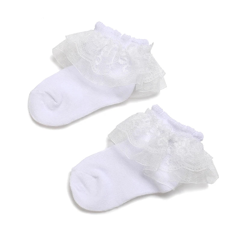 4 Pairs of Cute Lace Cotton Baby Socks 0-1 Years Old Boys and Girls Short Socks Newborn