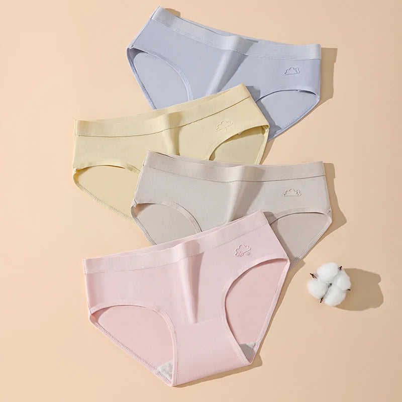 7PCS Women's Cotton Panties – Breathable Solid Low Waist Briefs, Soft & Comfortable Lingerie Set