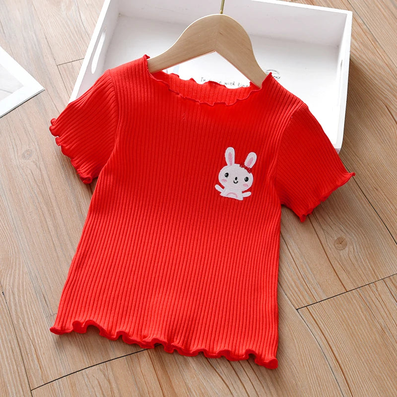 Girls’ 100% Cotton Short Sleeve T-Shirt – Comfortable Casual Summer Top (1–7Y)