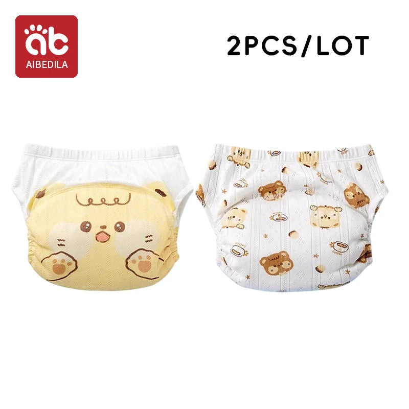 2pcs Newborn Training Pants Cotton Thin Summer Baby Widen Shorts Washable Boy Girl Cloth Diapers Reusable Nappies Infant Panties