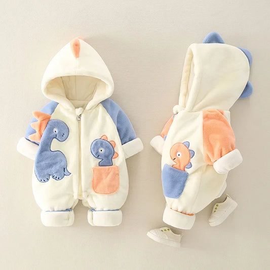 Newborn Autumn/Winter Romper – Thick Plush Jumpsuit for Outdoor Wear