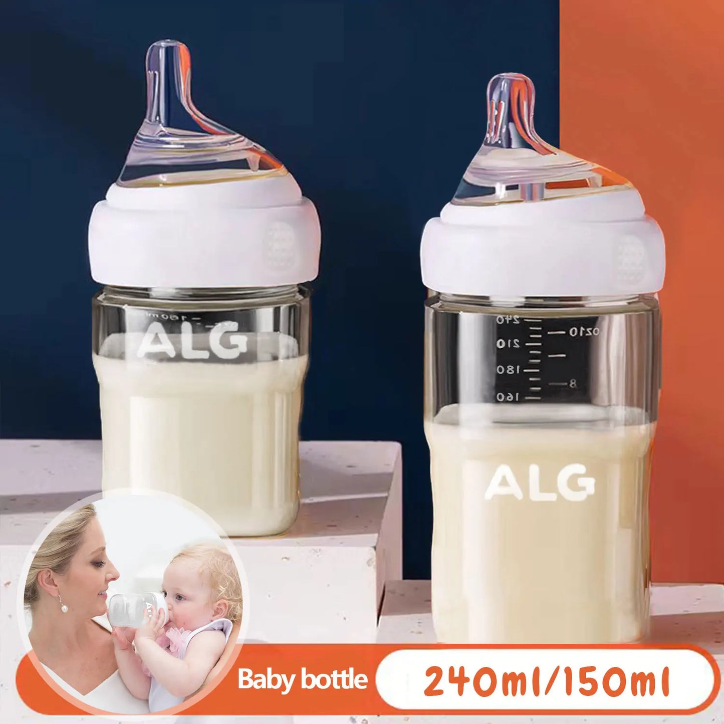 0-3Y Newborn Anti-Colic PP Milk Bottle – 150ml & 240ml, 3 Color Options