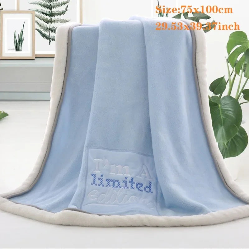 Baby Blankets Newborn Cartoon Embroidery, Flannel