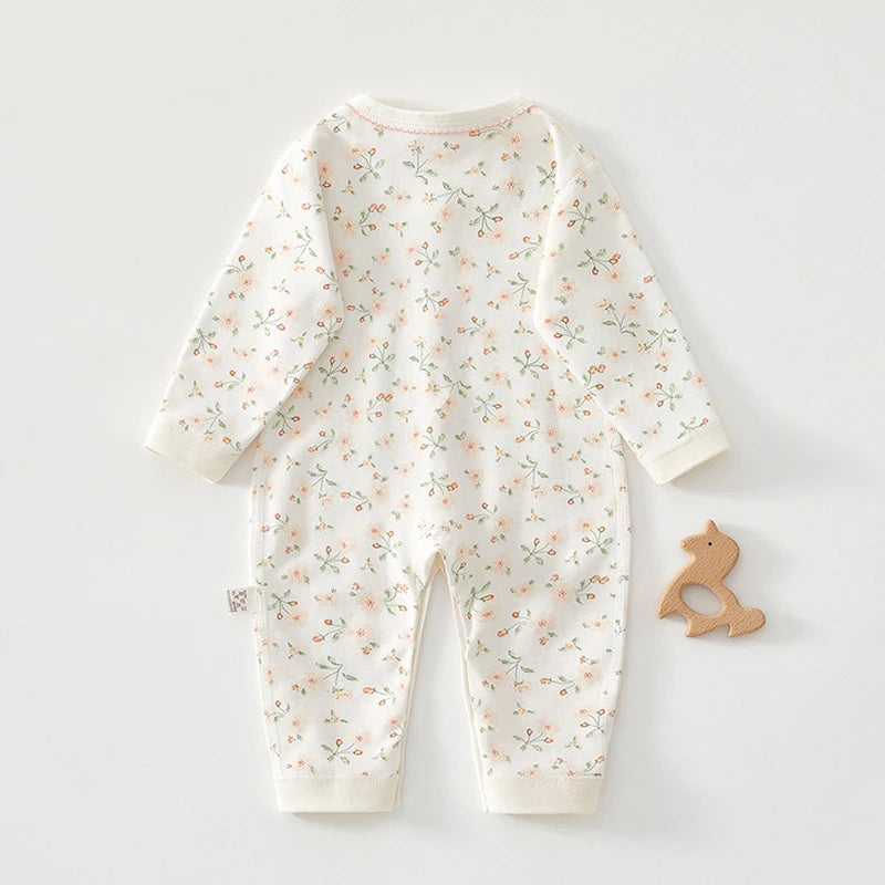 Charming Baby Romper for Spring & Fall, Soft Pure Cotton Onesie, Princess & Prince Style, Perfect Infant Crawling Suit.