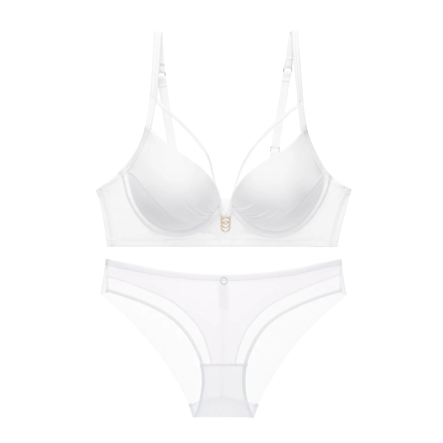Plus Size Lingerie Set – Push-Up Bra & Adjustable Panties, Solid Color