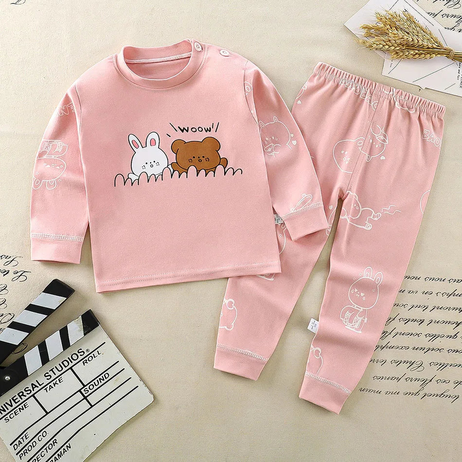 Cotton Kids Pajama Set – Cartoon Autumn/Winter Sleepwear for Boys & Girls