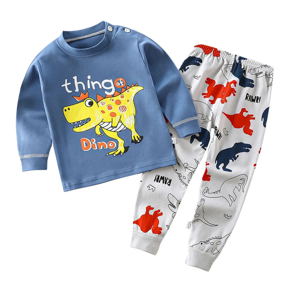 Cotton Kids Pajama Set – Cartoon Autumn/Winter Sleepwear for Boys & Girls