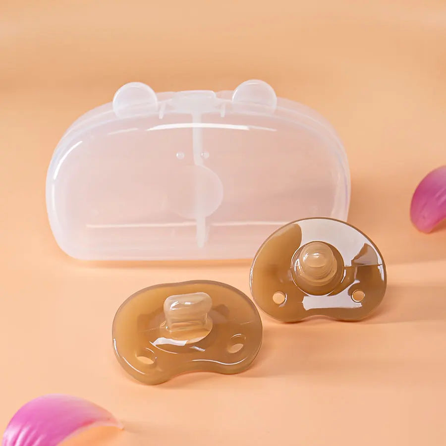 4PCS Baby Silicone Pacifier Set – Bear Storage Box & Pacifier Chain, Day & Night Use