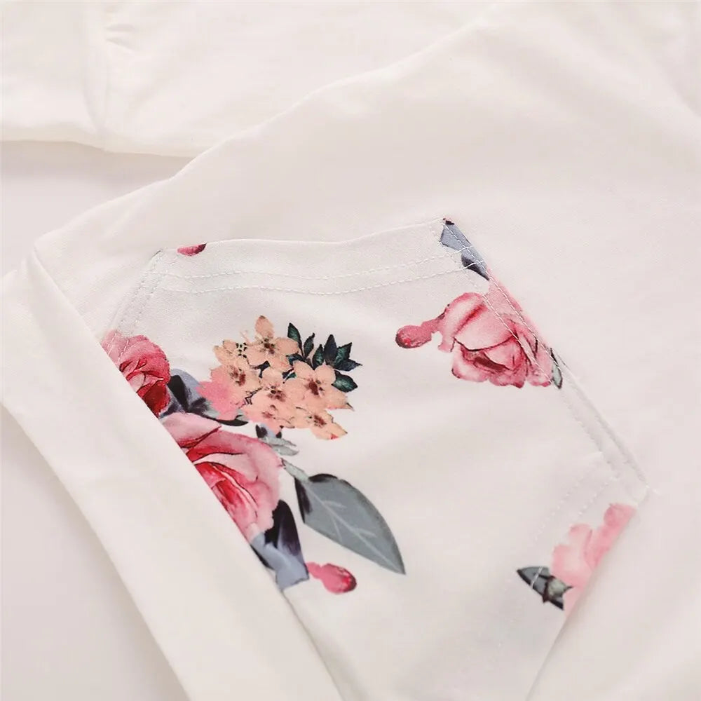 3PCS Baby Girl Outfit (0–18M) – Floral Hoodie, Pants & Bow Headband Set