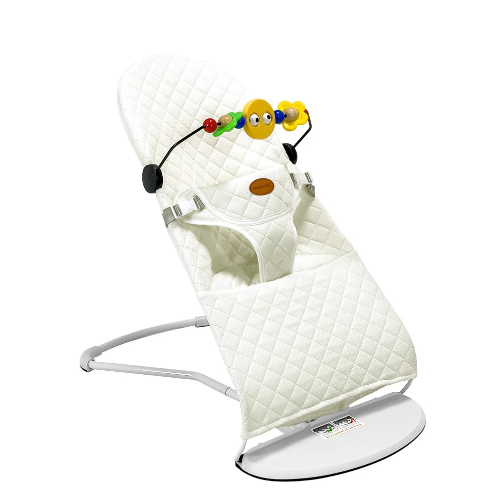 Portable Baby Rocker Infant Recliner with Adjustable Recline Foldable Bouncer, with Toys