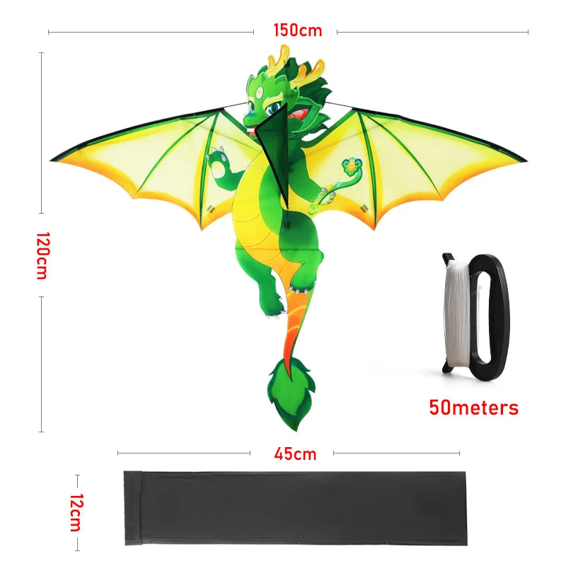 Yongjian Green Chinese Dragon Kite – Easy-Fly Cartoon Design with 50m String