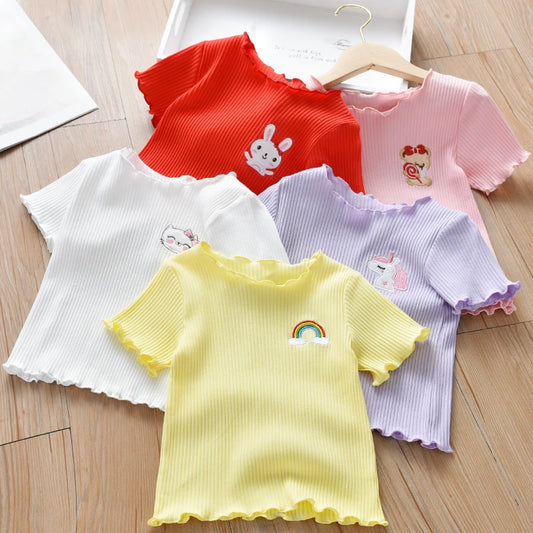 Girls’ 100% Cotton Short Sleeve T-Shirt – Comfortable Casual Summer Top (1–7Y)