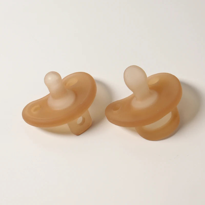 3PCS Baby Silicone Pacifier Set – Soft Brown Pacifier with Storage Box & Anti-Drop Chain, BPA Free